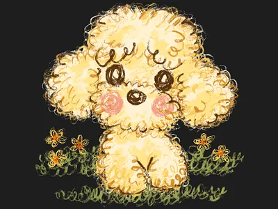Toy Poodle Puppy in a Flower Garden animal character character design cute dog funny kawaii pet puppy toypoodle
