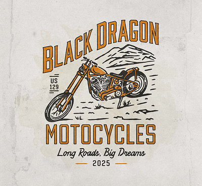 Black Dragon Motocycles - Illustration for T-Shirt ad angonmangsa badges brand branding design graphic design graphicdesign hand drawn harley illustration lockup logo mc merch merchandise motocycles streetwear tshirt vintage