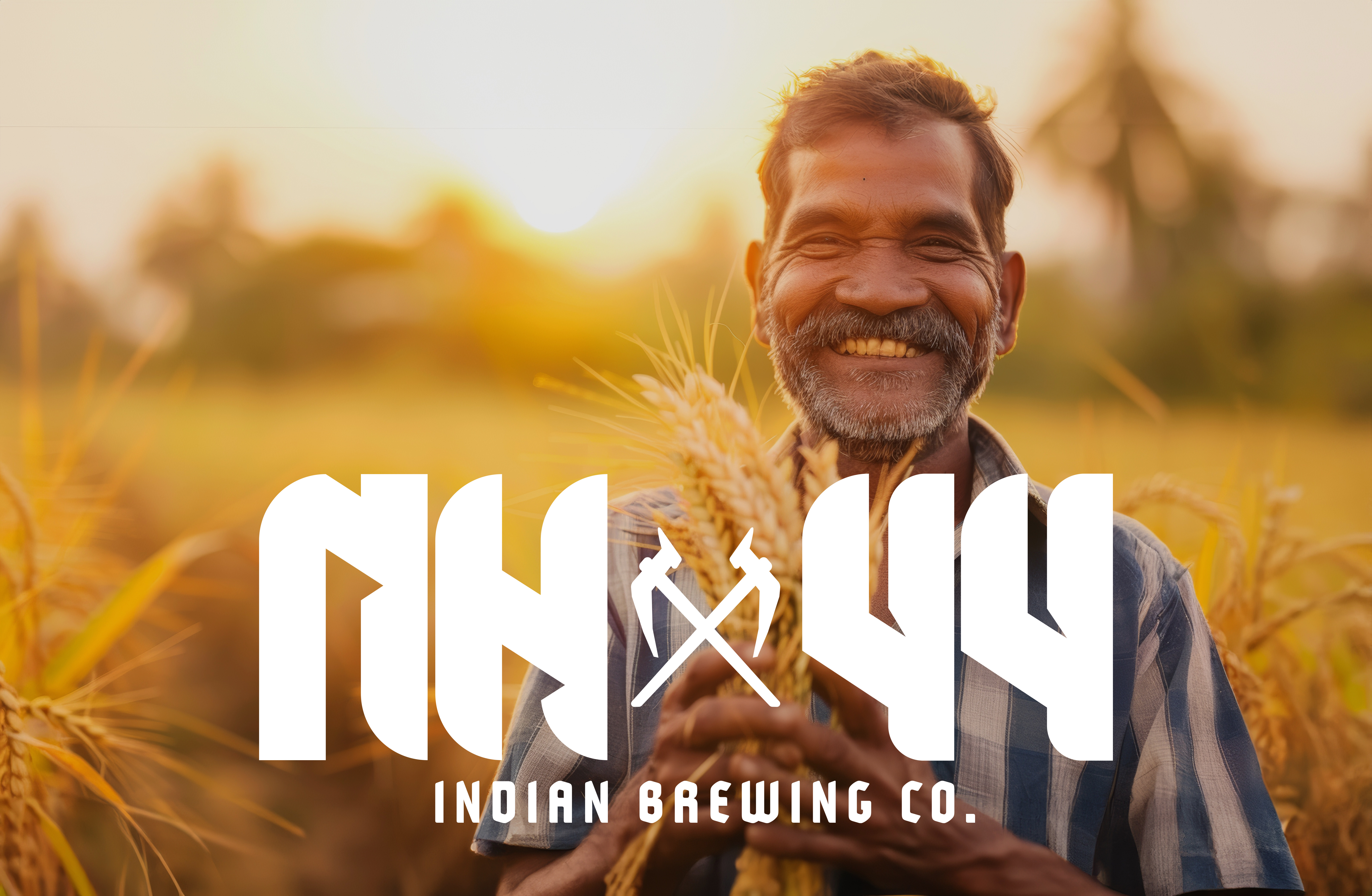 NH44 Indian Brewing Co - Logo Design branding brewery brewing custom lettering farmer hand lettering icon india indian indian brewery lettering logo logo design logotype plows symbol symmetrical type typography wordmark