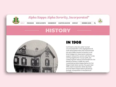 AKA Historical Sorority Initiatives Throughout the Years branding color design illustration ui ux webdesign webdevelopment website