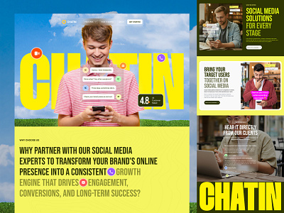 Chatin - Social Media Specialist Agency agency branding business design digital elementor framer landing marketing media online page social specialist ui webflow website wordpress