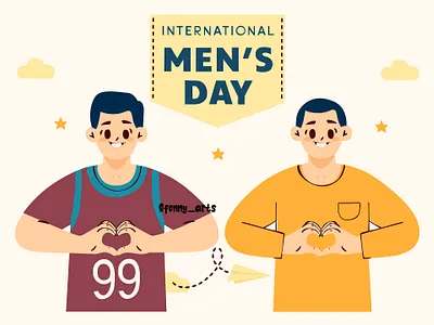Group of Men Making Heart Sign with Their Hands cartoon celebration community culture day diversity event family friendship handdrawn holiday love male men race respect society strength support unity