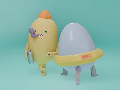 Multiverse Express "Have a Puff & Drink" 3d alien art figure art toy character commssion designer toy ufo