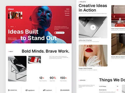 Ideaz - Creative Agency Landing Page Figma agency website branding business website creative agency digital design figma figma design figma template landing page modern website responsive ui design ui inspiration ui showcase ui trends uiux ux design web design