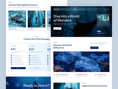 DiveIn - Scuba Diving Landing Page Figma adventure diving figma figma design figma template landing page modern website responsive scubadiving travel website ui design ui inspiration ui showcase ui trends uiux ux design water activity web design