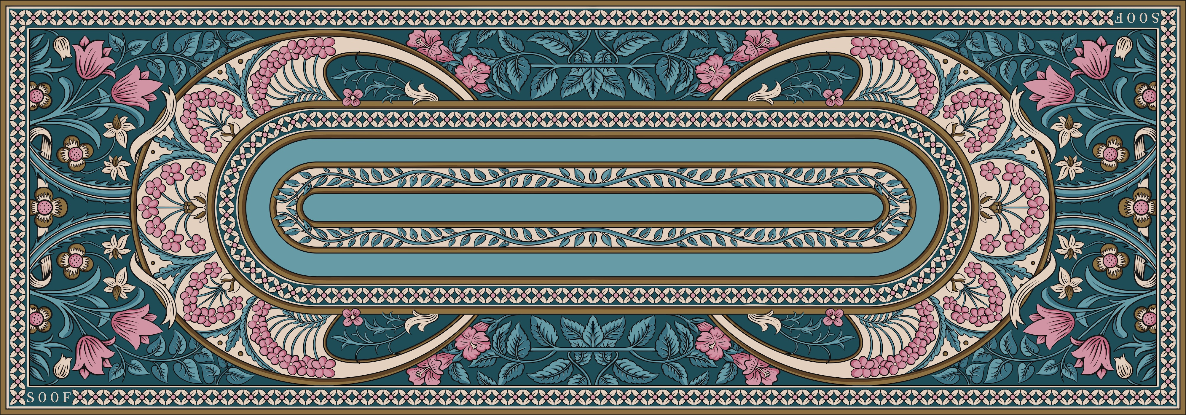 SOOF - Flowers Pattern Scarf artistic bandana baroque art blue scarf bold floral classic style custom floral decorative illustration detailed drawing elegant scarf floral bandana graphic design hand drawing illustration lily illustration luxury textile ornamental design scarf design statement accessory unique border vintage pattern