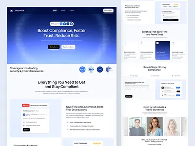 🧩 Compliance SaaS Landing Page — Boost Trust & Reduce Risk b2bdesign compliance dailyui design dribbble figmadesign landing page productdesign saas saasdesign security ui uidesign ux uxui webdesign website