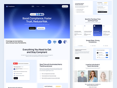 🧩 Compliance SaaS Landing Page — Boost Trust & Reduce Risk b2bdesign compliance dailyui design dribbble figmadesign landing page productdesign saas saasdesign security ui uidesign ux uxui webdesign website