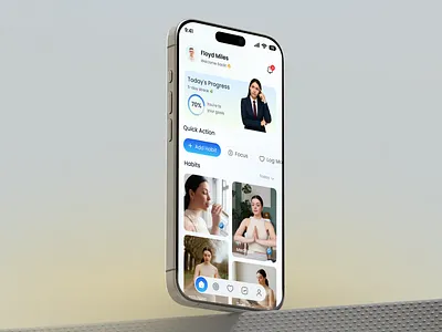 Health & Habit Tracker - Home Screen app concept app inspiration clean interface daily tracker dashboard ui habit tracker health app home screen ios design mind fulness mind track minimal design mobile app design mobile ui modern app productivity app ui ux user experience ux design wellness app