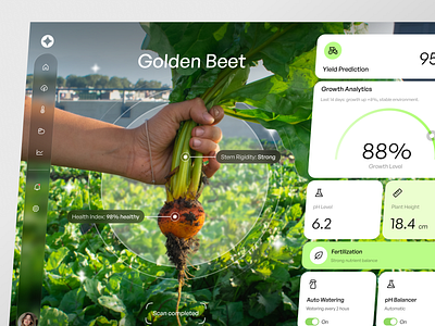 PlantSense – AI Plant Scanner agritech aiplanscanner cleanui dashboard dashboarddesign datavisualization dribbble farmtech green greentech smartfarming sustainabledesign uidesign uiux uxdesign
