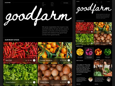 Design Exploration - Editorial Style bold branding card clean design desktop editorial farmer fruits landing page layout magazine marketing page photography typography ui ux vegetables website whitespace