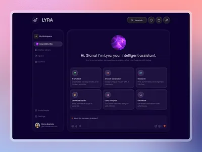 Lyra | AI Chatbot | Modern App UI/UX Design ai chatbot ai chatbot app ai chatbot dashboard app design app ui app ui dashboard app ui ux chat app chat app design chat app ui chat application figma design illustration mobile app modern ui pixxen ux design