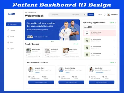 Patient Dashboard UI Design Appointment Booking & Tracking app concept appointment booking clean interface clinic app doctor appointment figma design health app design healthcare ui hospital management medical app medical interface minimal ui modern dashboard patient dashboard patient management patient portal responsive design ui ux design upcoming appointments user friendly design