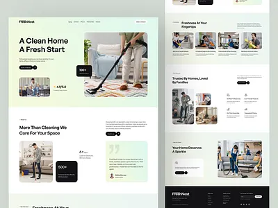 FreshNest — Home Cleaning Service Website UI Design ✨ branding cleaning cleaning agency branding cleaning company ui cleaning landing page cleaning products cleaning service website commercial cleaning elementor helping service home cleaning webiste house house cleaning housekeeping office cleaning pixelean sahin mia servicewebsite ui uiux