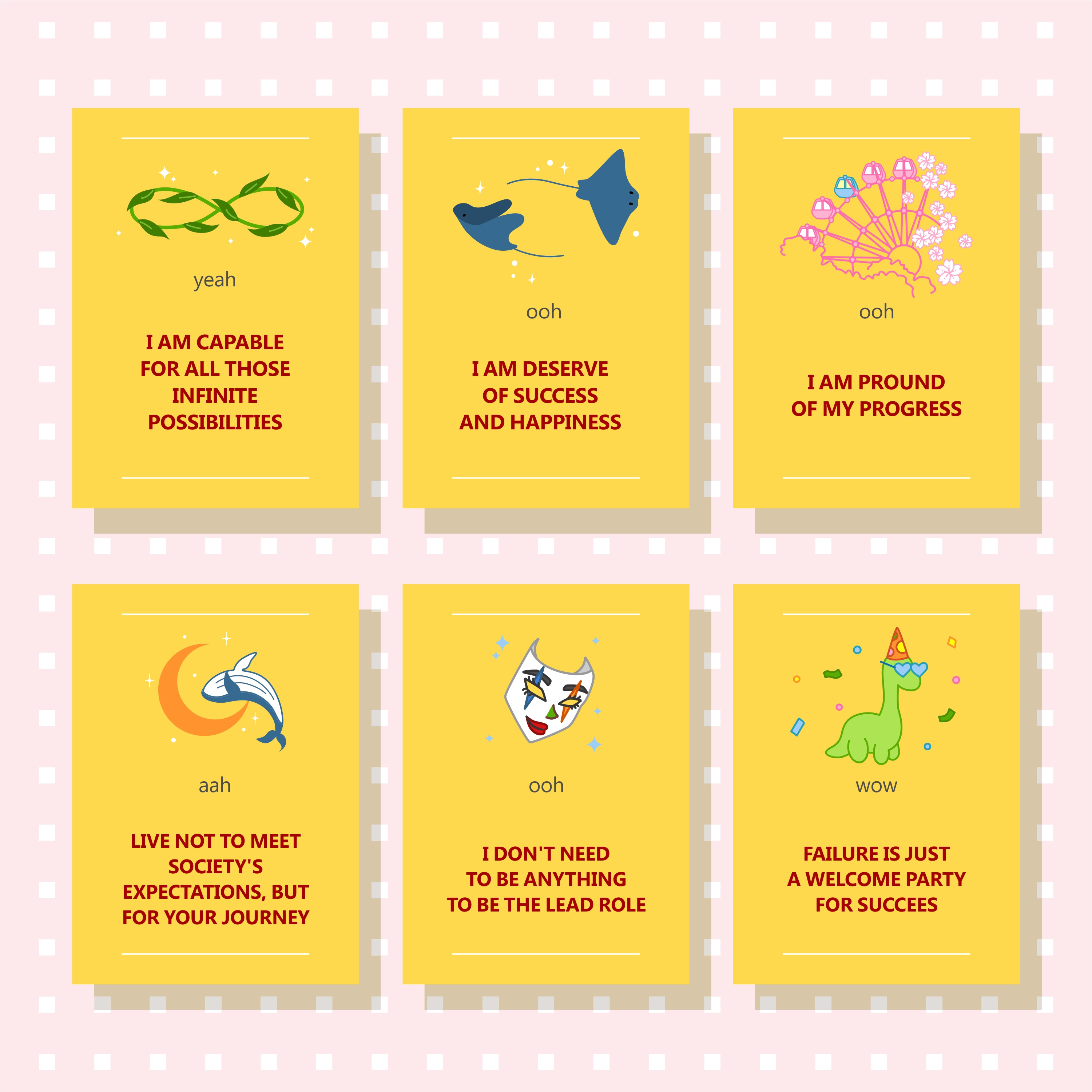 Affirmation Card Pack graphic design hand drawn vector