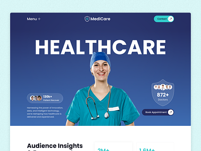Healthcare Landing page Hero Section Design desing doctor doctor appointment health health website healthcare homepage inspiration landing page medical medical care medical website medicare website mobile website online consultation ui ux web design website website redesign