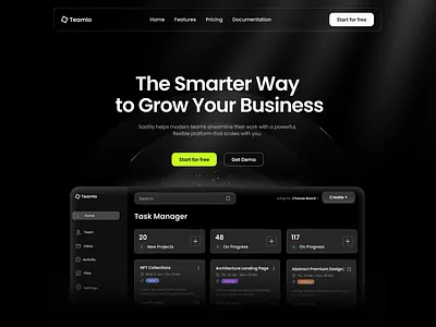 Task manager landing hero landing ui ux