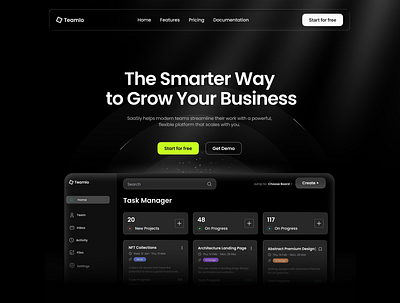 Task manager landing hero landing ui ux