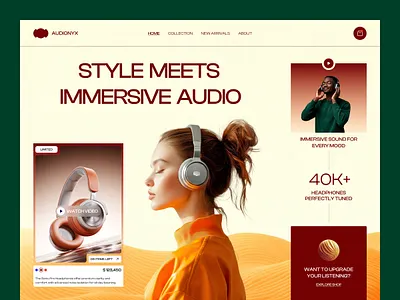 Audionyx - Headphone eCommerce website audio ecommerce graphic design headphone landing page music song web web design website