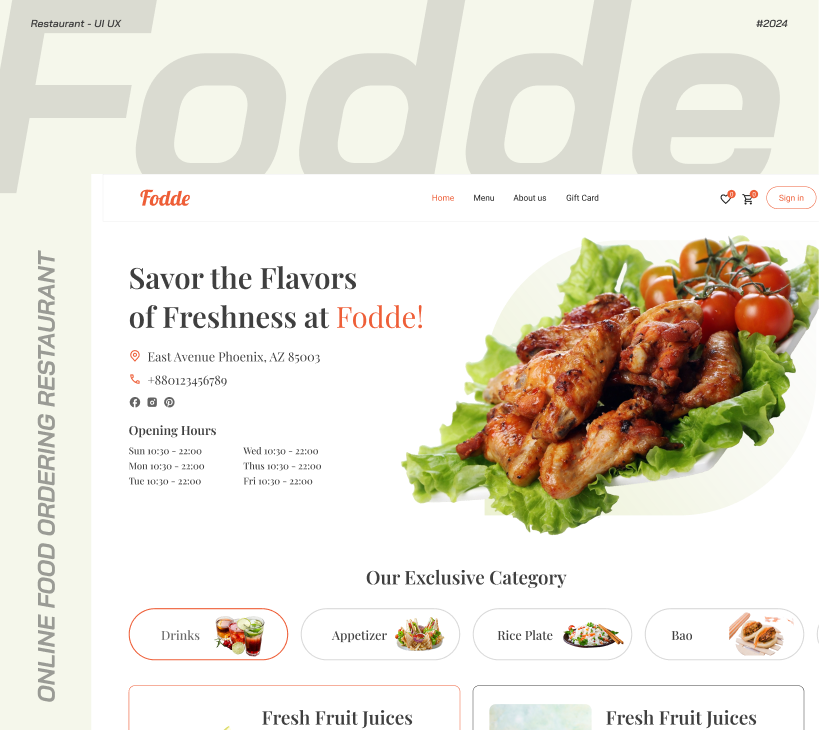 Fodde | Online Food Ordering Website Design - UI UX cleanui creativeui ecommercewebsite figma food foodapp fooddelivery foodwebsite landingpage minimaldesign modernui onlineshop responsive restaurant uidesign uiux uiuxdesign uxdesign webdesign websitedesign