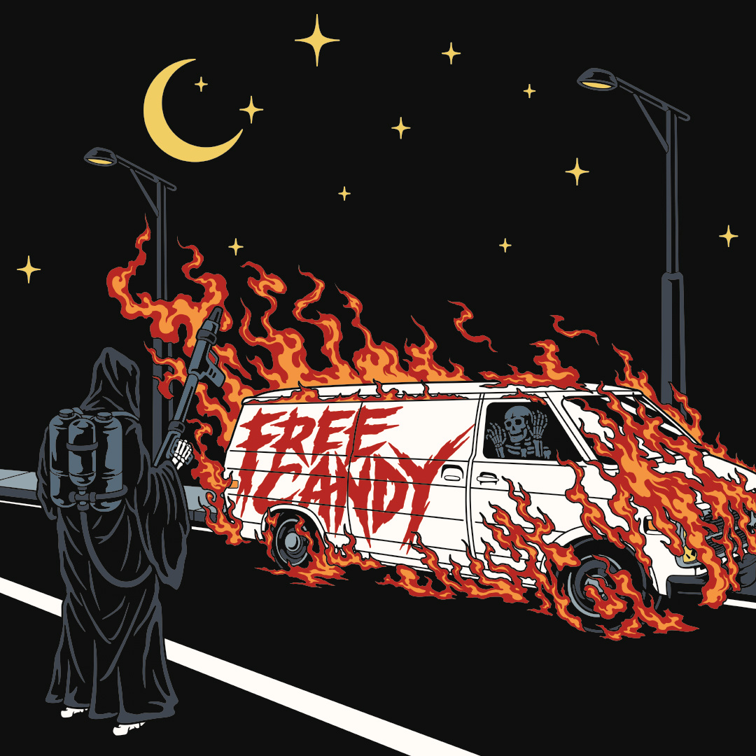 Free Candy 2d art apparel clothing commission work dark art design design studio freelance grim reaper horror illustration meme merch reaper skull t shirt