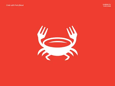Crab with Fork/Bowl Seafood Logo branding crab logo fish food fish logo food logo food logo branding fork logo logo logo design logo for sale minimal restaurant logo seafood branding seafood logo