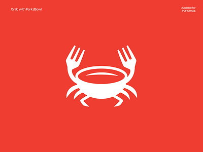 Crab with Fork/Bowl Seafood Logo branding crab logo fish food fish logo food logo food logo branding fork logo logo logo design logo for sale minimal restaurant logo seafood branding seafood logo