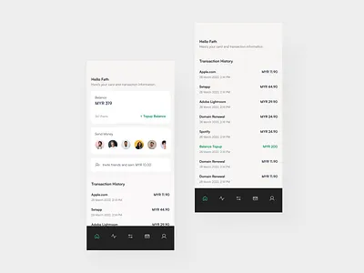 Wallet App finance minimal mobile app payment send money transaction wallet
