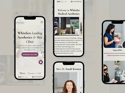 Whistler Medical Aesthetics Mobile app booking branding concept design illustration landing redesign responsive ui ux web website