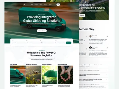 Swiftcargo - Logistic Landing Page cargo landing page logistics package shipment shipping transport ui uiux web web design website
