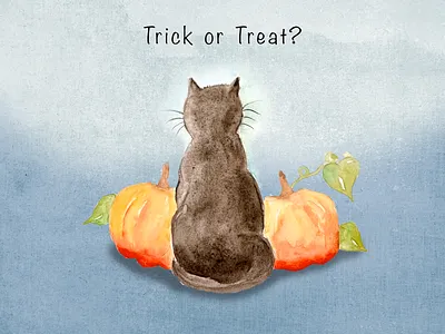 Halloween cat animals art black cat cat creative design halloween hand drawn illustration painting pets pumpkin watercolour