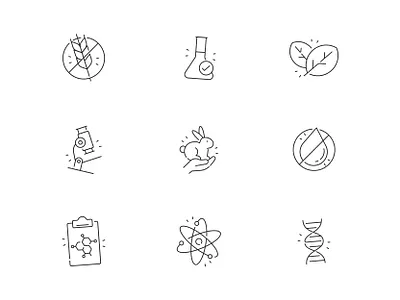 Laboratory Icons atom biochemistry biotechnology chemistry discovery experiment graphic design icon iconography illustration lab laboratory microscope pharmaceutical research researcher science scientist ui vector