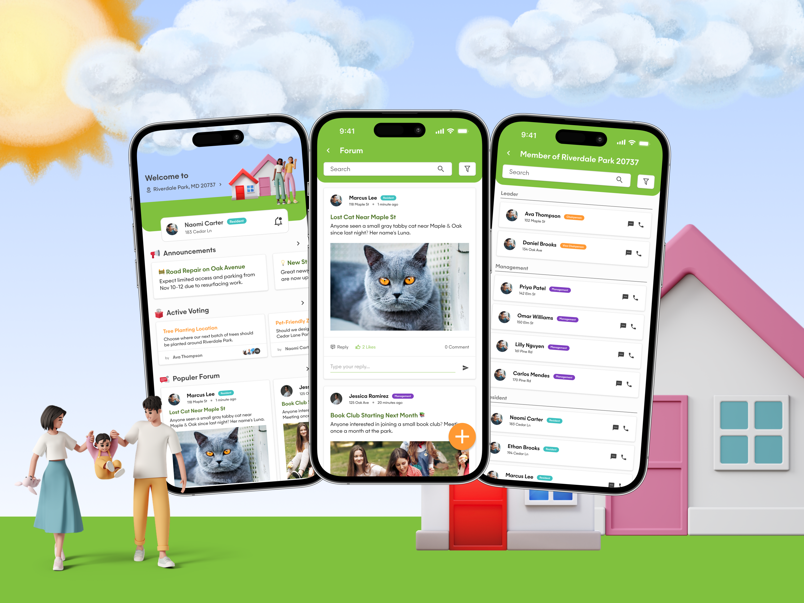 🏡 Neighborhood Community App - Community UI Mobile community community app community mobile app cute design forum green design homepage mobile interaction light mode list mobile mobile app neighborhood search social app social media ui design ui mobile