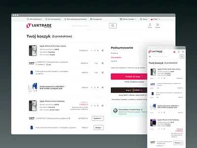 Luxtrade - Responsive Cart UI for Higher AOV cleanui ecommerce homepage mobileui productdesign responsivedesign smartphonestore uiinspiration uxdesign uxui webdesign