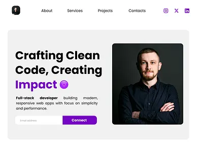 Minimalist Portfolio Hero Section – Clean, Focused, and Engaging graphic design hero section hero section design home page design landing page design portfolio portfolio design ui web design