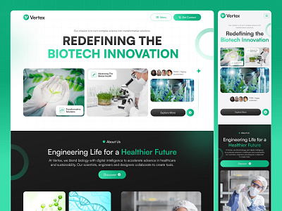Vertex | Biotechnology Company Website Design biotech branding biotech company biotech dashboard biotech landing page biotech website biotechnology biotechnology website design figma design modern ui pixxen ux design website design website design ui website landing page website landing page design website landing page ui design