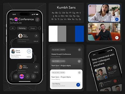 LinkUp - Conference app branding communication dark theme design illustration logo mobile mobile app ui ux