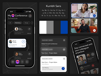 LinkUp - Conference app branding communication dark theme design illustration logo mobile mobile app ui ux