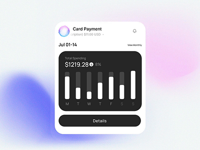 Payment Card Dashboard UI Animation | Minimal Finance Experience app application design branding clean dark ui design design services illustration logo