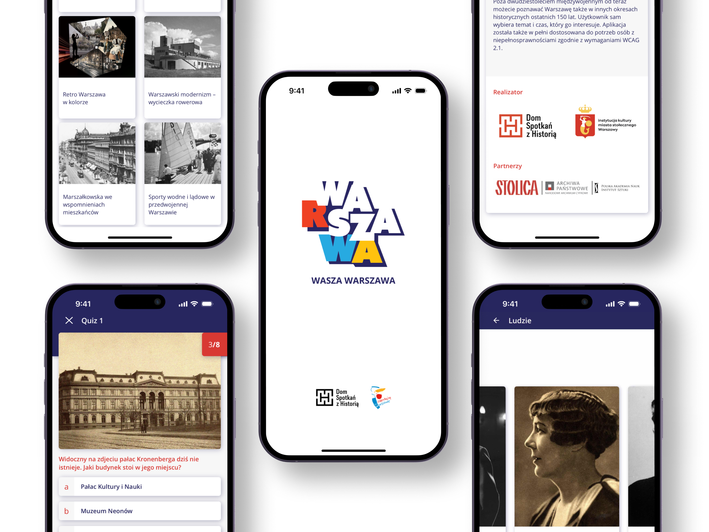 Wasza Warszawa app app design application calendar design gamification history poland quiz ui ux uxui war warsaw