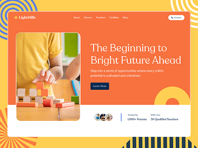 LightHills | Elementary School Website Design branding courses design elementry elementry website design figma graphic design illustration logo school school landing page school website school website design study ui uiux ux web design