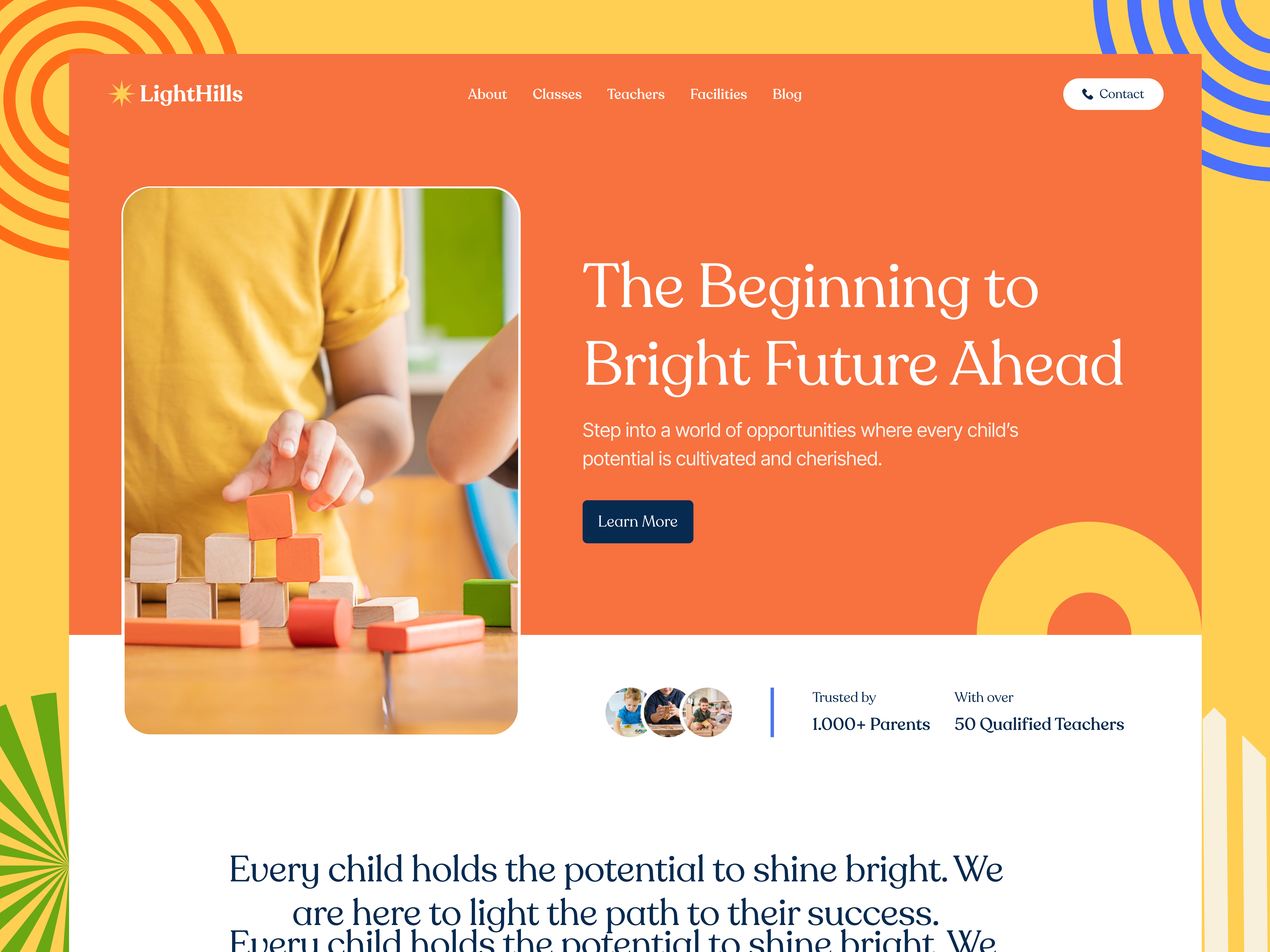 LightHills | Elementary School Website Design 3d animation branding design figma graphic design illustration logo motion graphics typography ui ux vector