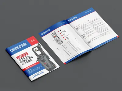 Pressure Washer User Manual Design advertisement booklet branding clean creative design flyer graphic design hardware leaflet manual modern pressure print professional tools washer