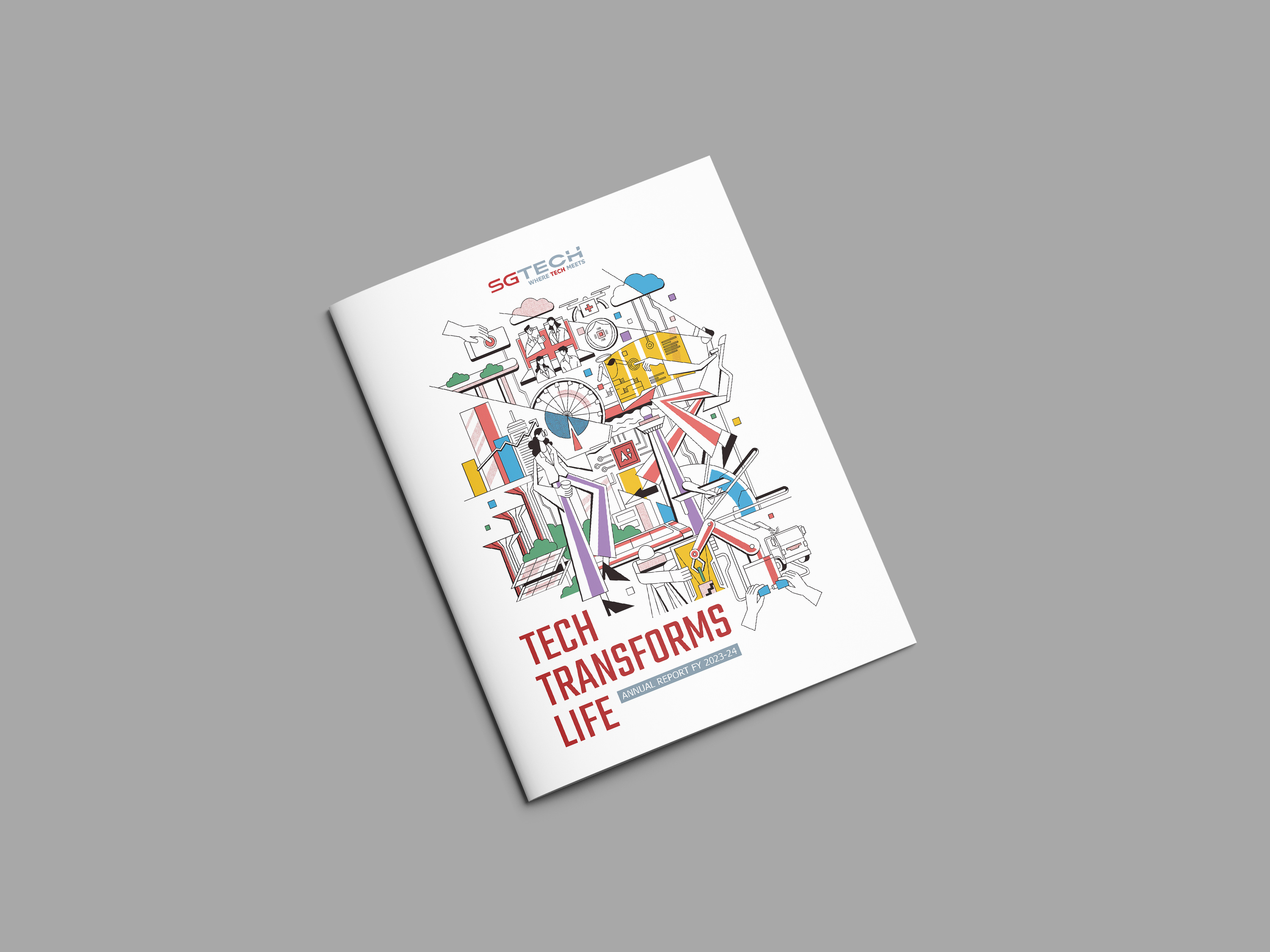 SGTech Annual Report - Based on the theme "Tech Transforms Life" annual report artwork branding brochure case study design flyer graphic design illustration logo page layout singapore sustainability technology