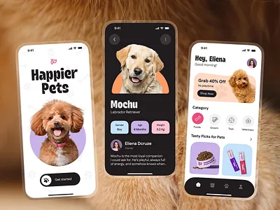 Pawberry – Pet Care App UI app app design app ui artocea clean ui design inspiration design stuido mobile mobile app mobile ui pastel colors pawberry pet app pet care product design ui user experience user interface ux visual design