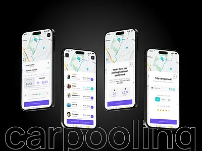 Car-Pooling & Navigation App UI Kit creative market interface design light theme minimalist mobile app navigation ui ui kit ux