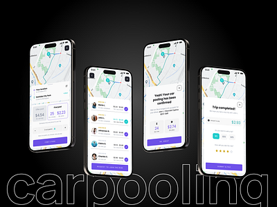 Car-Pooling & Navigation App UI Kit creative market interface design light theme minimalist mobile app navigation ui ui kit ux
