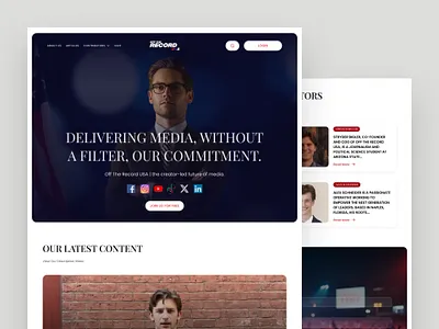 Media Landing Page Design app ui branding design desktop design figma hero section homepage design illustration landing page logo media minimal modern news ui ui design uiux