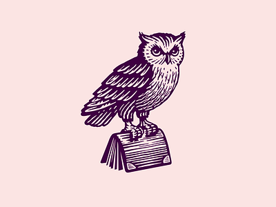 Smart Book Owl Logo animal bird book brand branding engraving for sale illustration logo mark nagual design owl smart