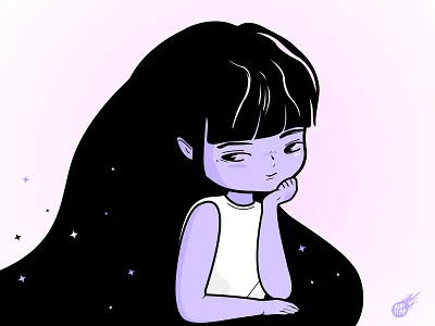 Thinking girl. Illustration, character design character design illustration vector